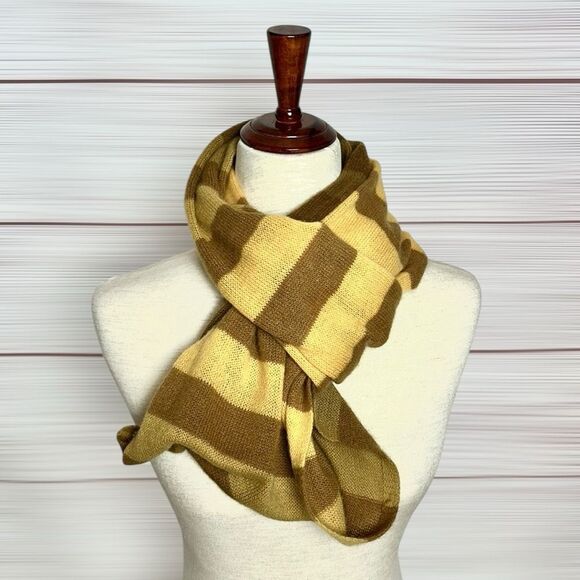 Nordstrom Cashmere Infinity Scarf Yellow Taupe Brown Striped - Picture 4 of 7